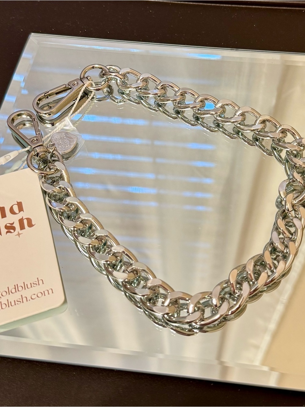 Gold Blush Shiny Silver Double Curb Chain Necklace BNWT